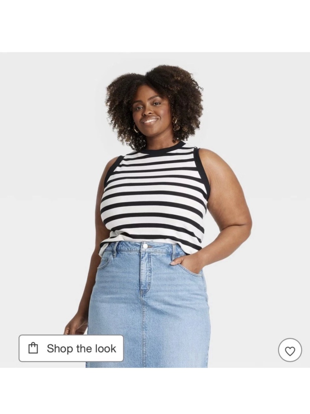 Ava & Viv Black and White Striped Sleeveless Tank